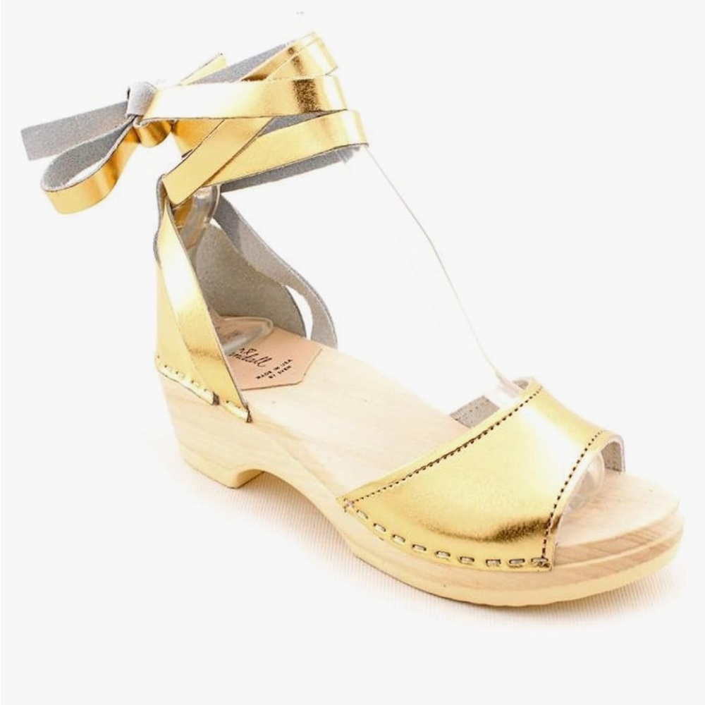Loeffler Randall Inge Gold wood clogs
